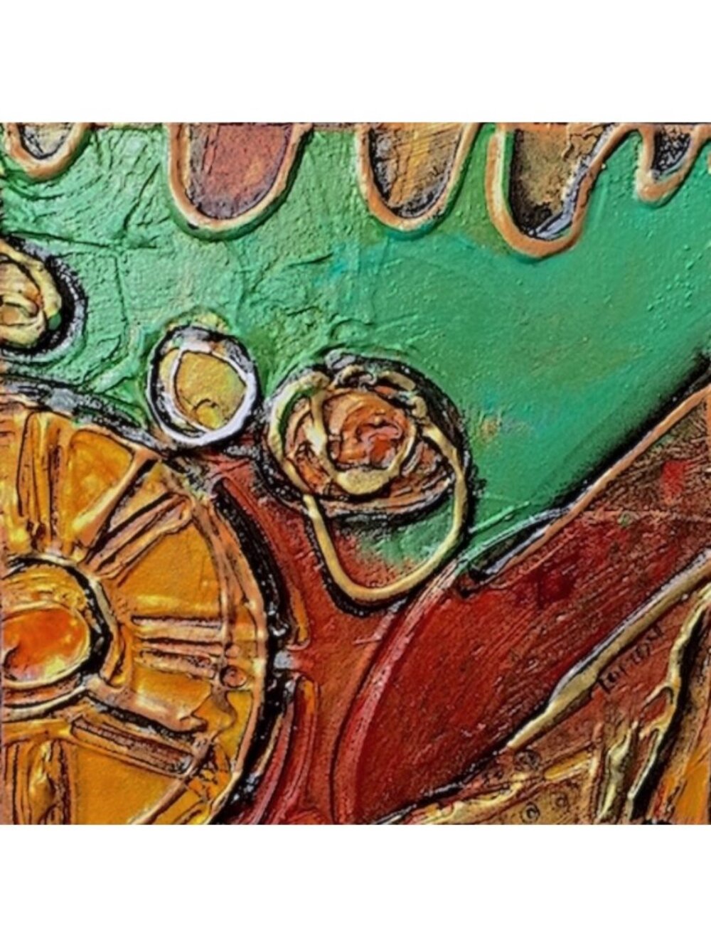 Small Art Primitive Abstract Tribal Painting Acrylic on Archival Paper Symbolism
